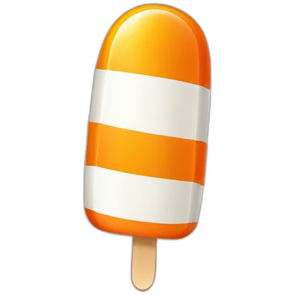 a popsicle with orange white horizontal stripes, wearing a medieval helmet emoji