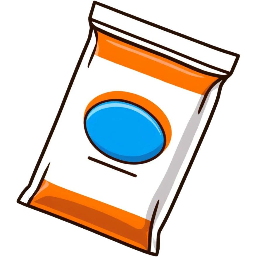 cartoon sugar packet with blue label emoji