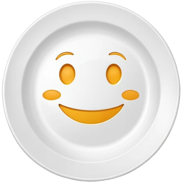 clean empty plate with a happy face, no leftover food, clear and friendly emoji
