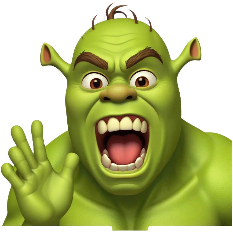 Shrek doing vile hostile scream (very scary 😱) emoji