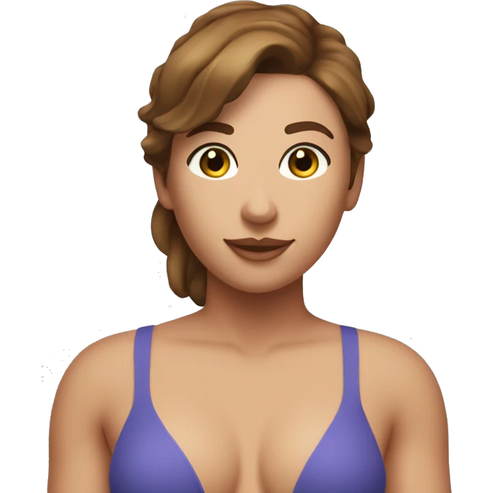 Slim-Thicc caucasian woman with brown hair swimsuit posing emoji
