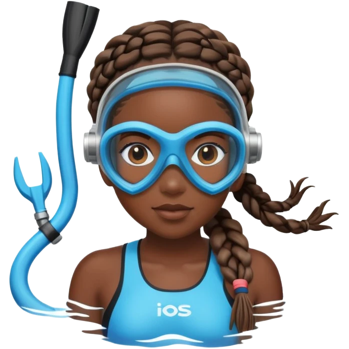 Black girl with braids wearing snorkel gear emoji