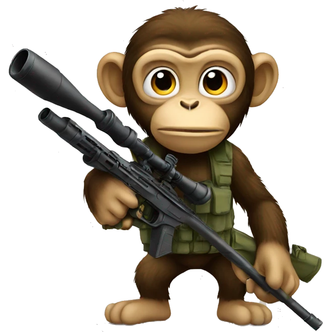 A monkey holding a sniper  emoji