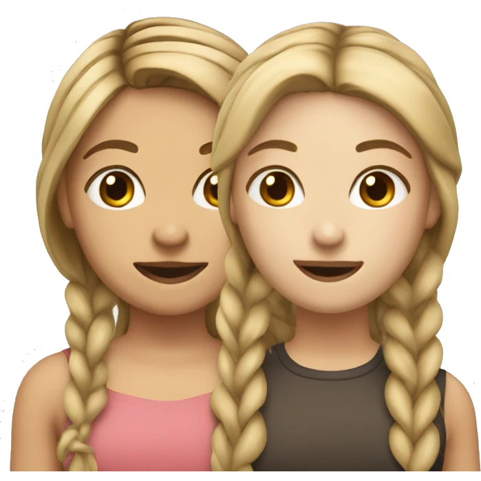 two girls one with a brown plait and the other dirty blonde straight hair emoji