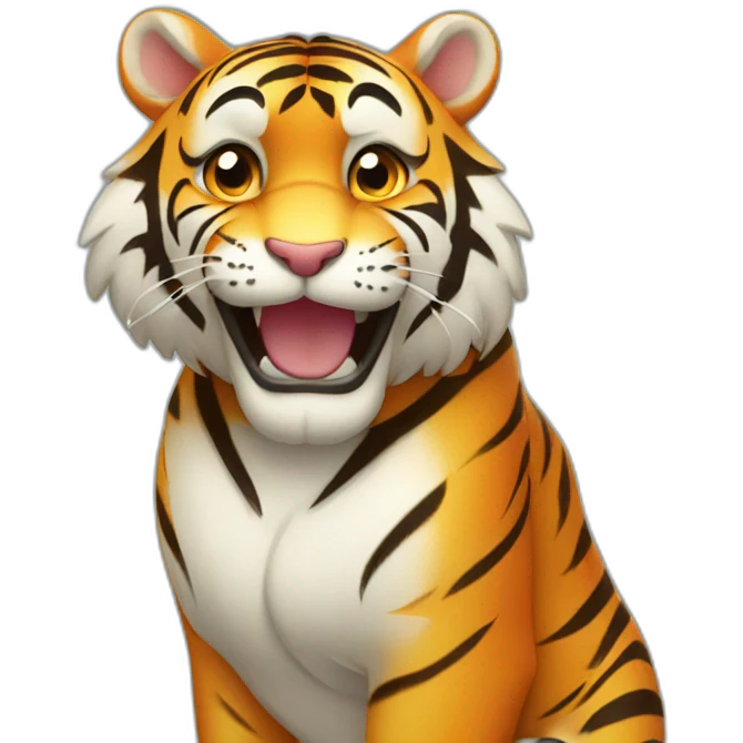 A cute tiger smiling and giving a thumbs up emoji