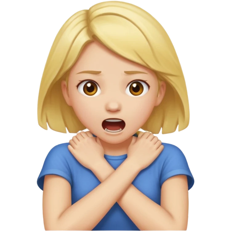Girl with crossed arms grabbing her neck screaming  emoji