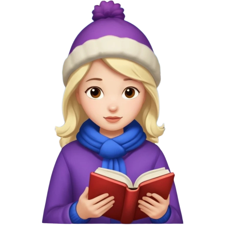 Niña leyendo un libro en invierno  emoji