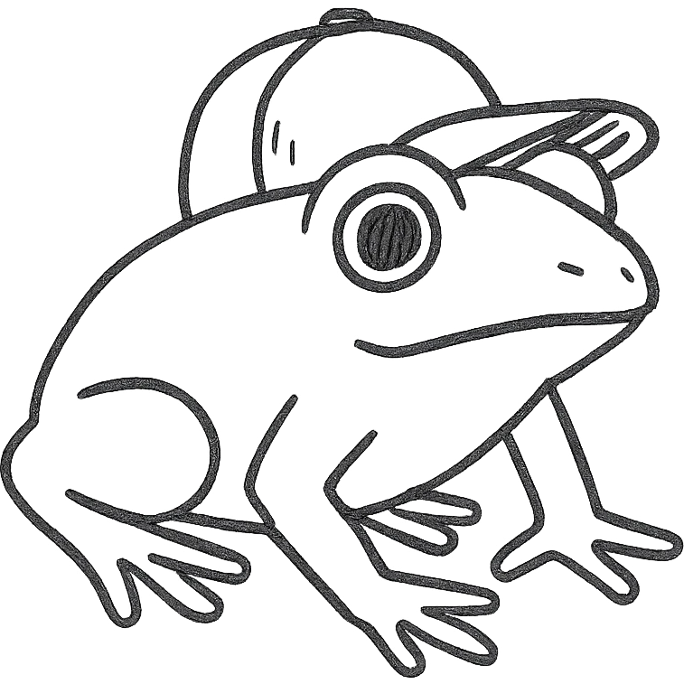 Tiny tropic frog wearing a baseball cap emoji