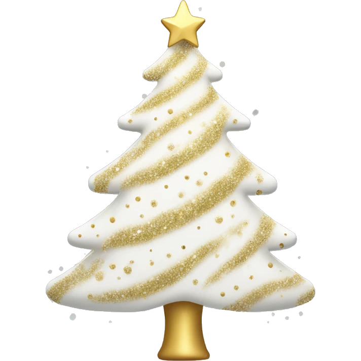 white Christmas tree with gold sparkles emoji