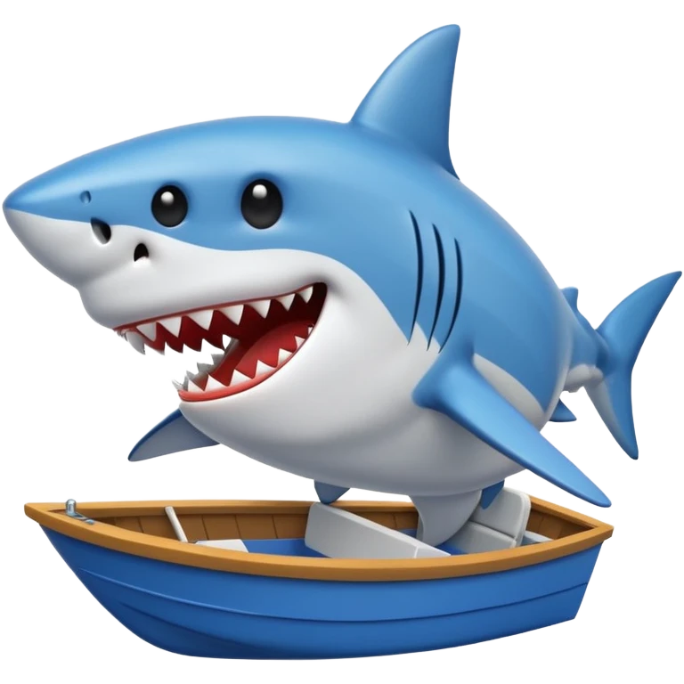shark taking a bite of a boat, emoji style emoji