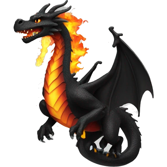 Black dragon breathing fire emoji
