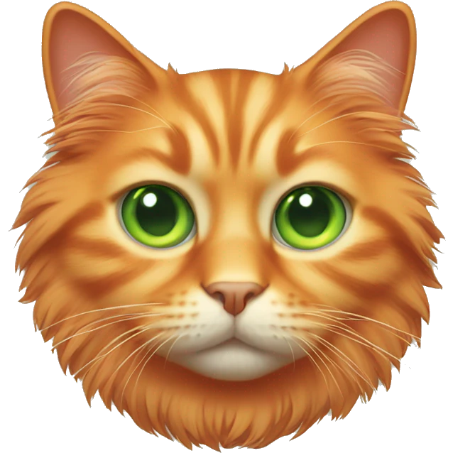 orange fluffy cat with green eyes emoji