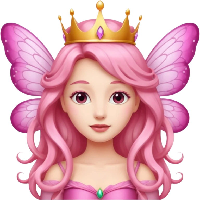 A beautiful pink Queen with fairy wings emoji