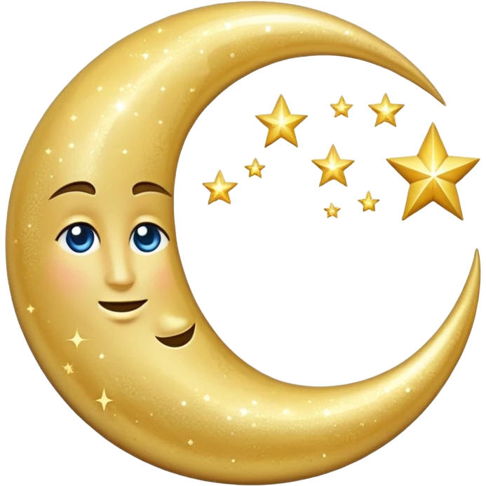 Glitter cian moon emoji