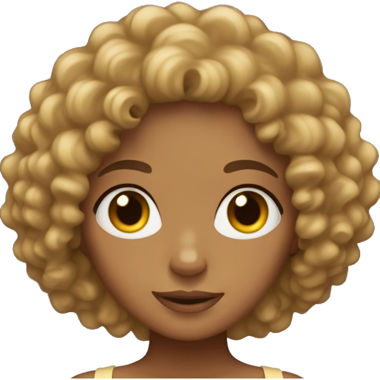 curly hair girl with tan skin emoji
