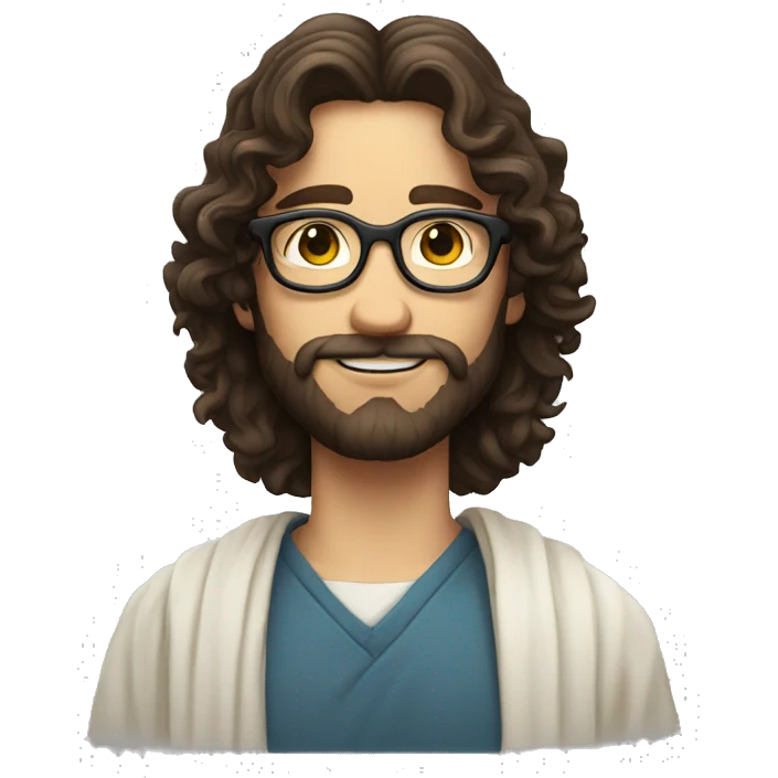 Jesus and a white girl with dark curly hair and glasses emoji