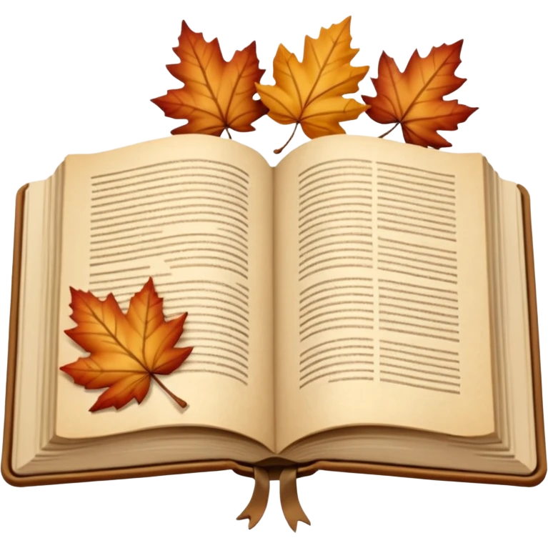 beige autumn open book with leaves on it emoji