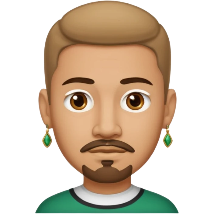Guy with a "edgar cut",has a goatee,brown eyes,lightskin,mexican,has an earring emoji