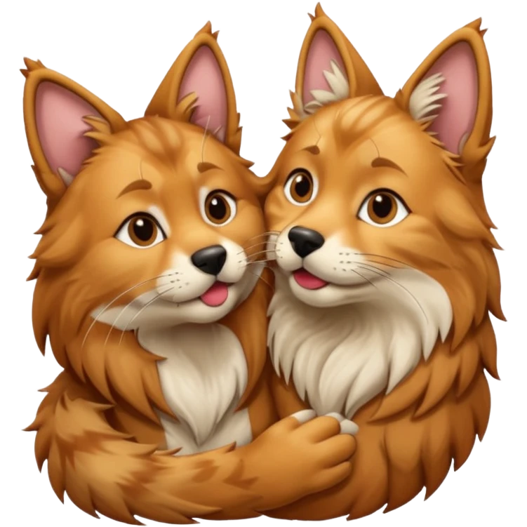 a dingo kissing a mainecoon emoji