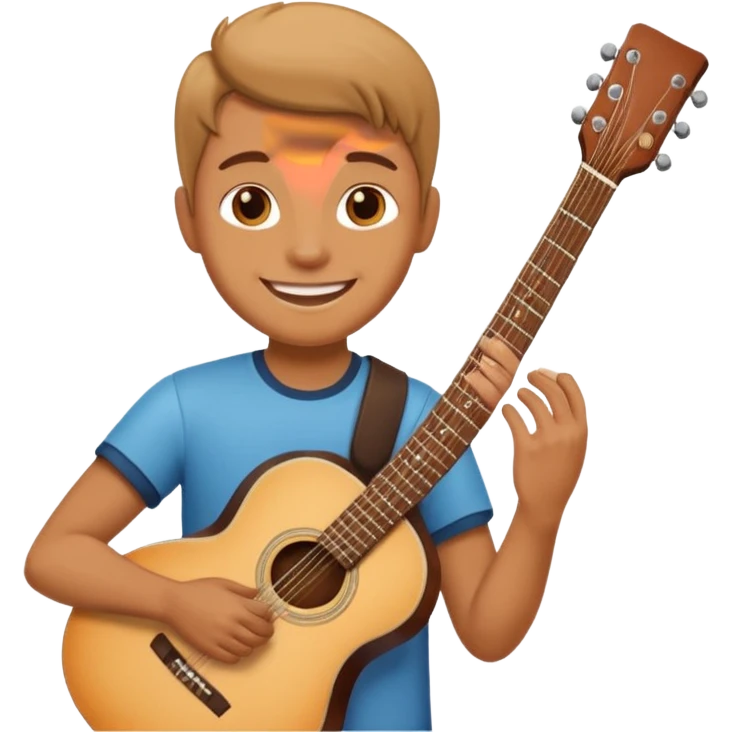 A Heart how is holding a guitar and smile emoji
