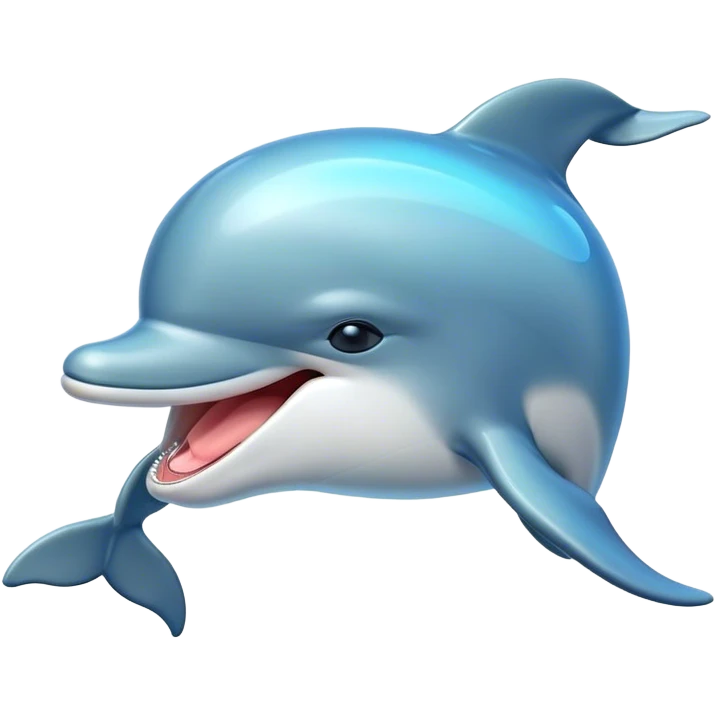 Cinematic Cute Yawning Bottlenose Dolphin Portrait Emoji, Head tilted slightly with a dramatic, wide-open yawn, showcasing a sleek, shiny glossy body with softly curved fins and drowsy, half-closed eyes, Simplified yet irresistibly adorable features, highly detailed, glowing with a soft, cozy aquatic glow, high shine, relaxed yet expressive, stylized with a hint of whimsical marine ease, soft glowing outline, capturing the essence of a drowsy yet affectionate dolphin that appears ready to stretch out and yawn its way out of the screen! emoji