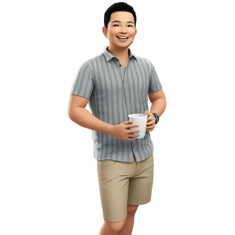smiling boy with cup indoors emoji