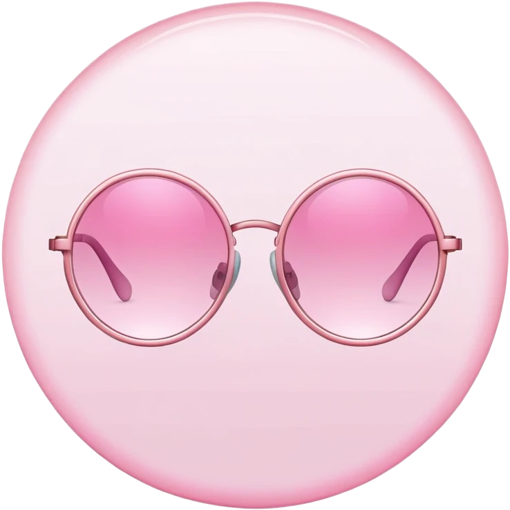pink round glasses, circular frames with pink gradient lenses, john lennon style emoji