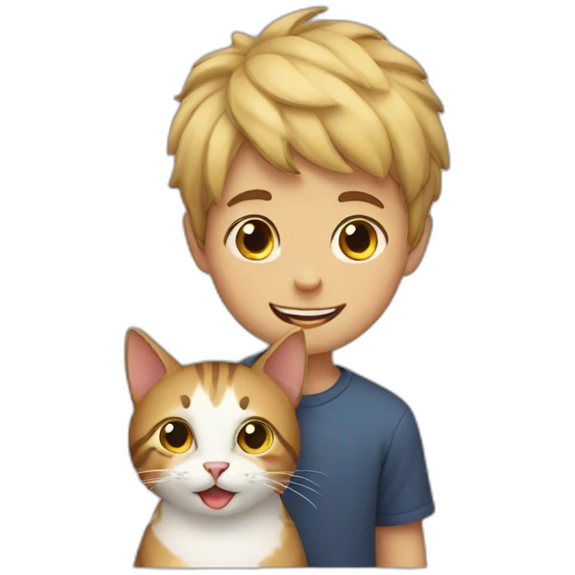 boy and  cat emoji