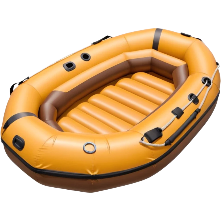 brown round inflatable boat with several seats around the perimeter emoji
