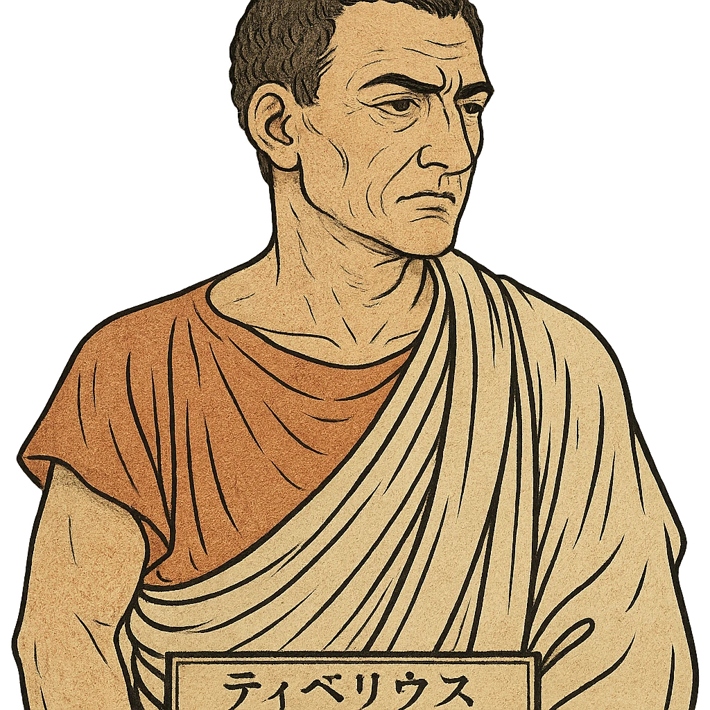 ukiyo-e style portrait of Tiberius Gracchus wearing a Roman toga emoji