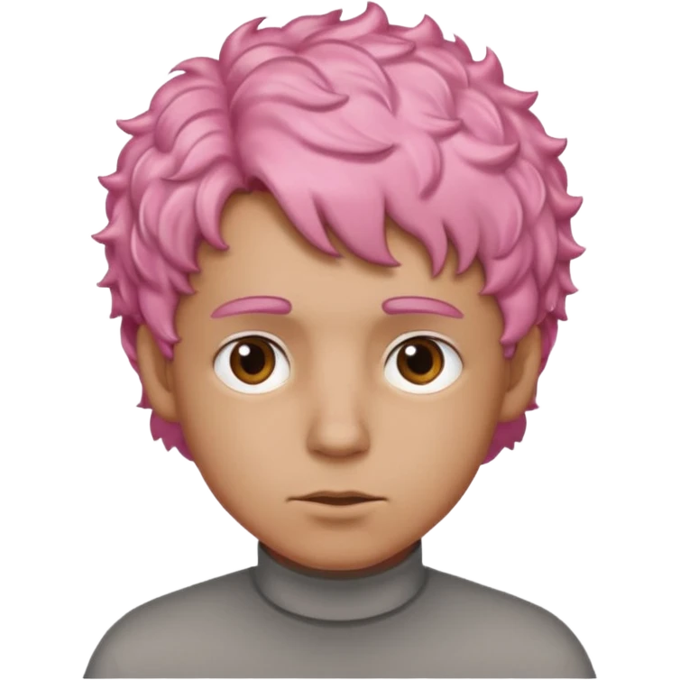 man with short, curly pink hair, light brown skin, and a neutral facial expression. emoji