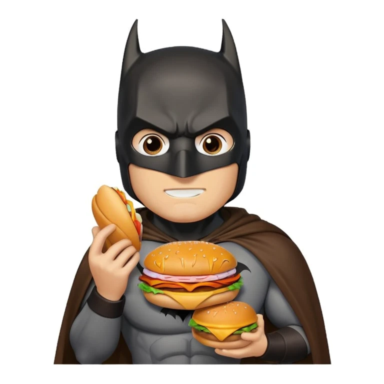 Batman eating a burger emoji