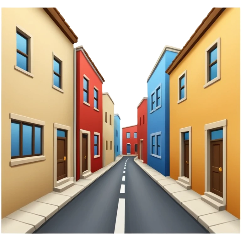 simple narrow alley with basic building shapes and bold road, no background emoji