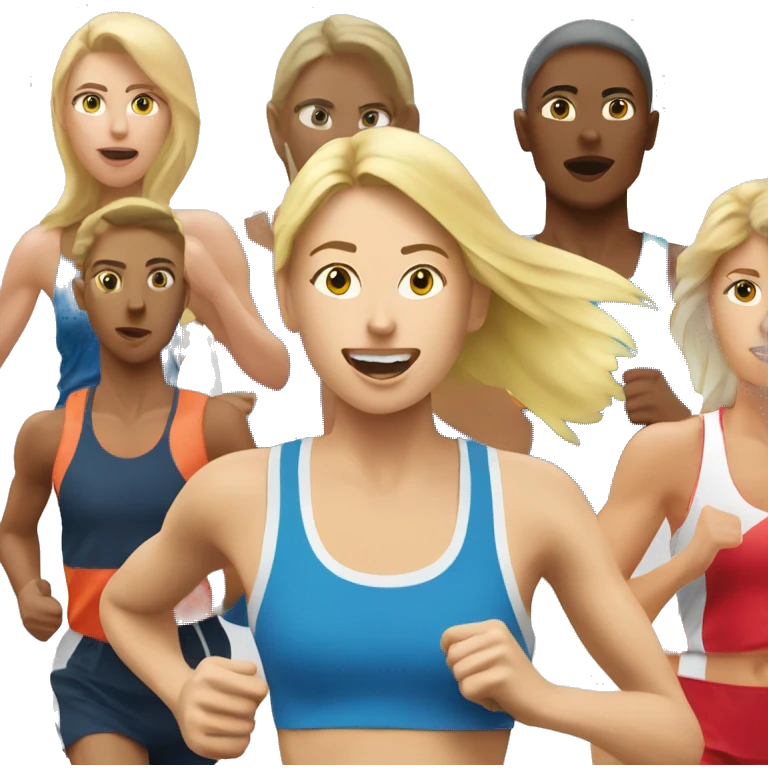 Marathon runner fit women with blonde hair emoji