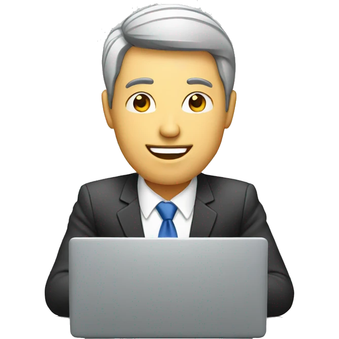 businessman on computer emoji