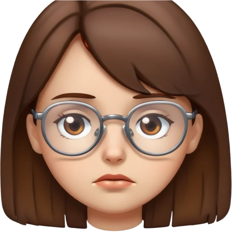 Sad girl with brown hair and glasses emoji