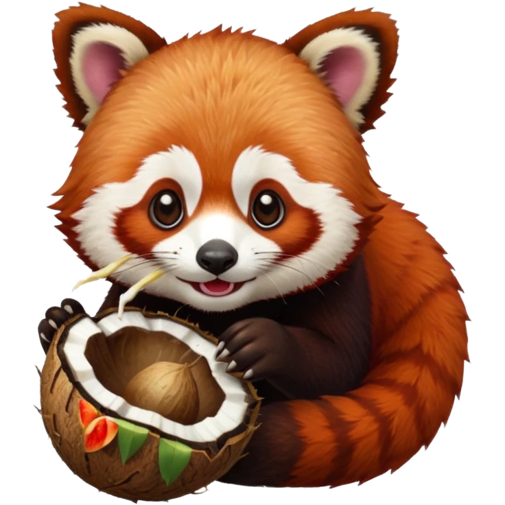 Red panda eating a coconut  emoji
