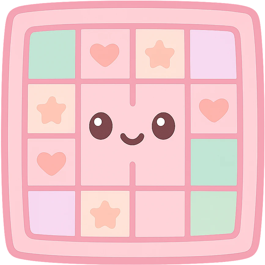 Amish quilt, kawaii style, emoji aesthetic, cute and simple, soft pink color palette, no text emoji