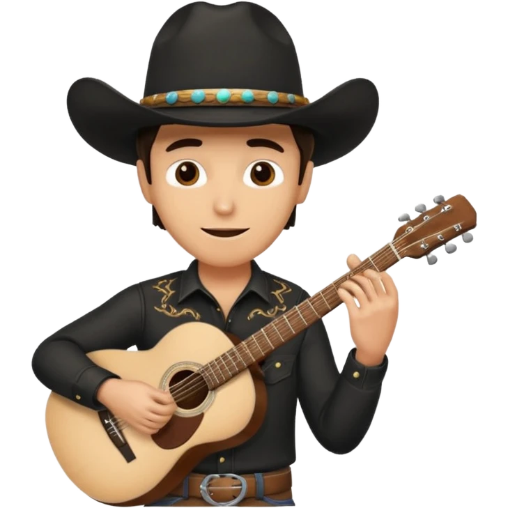 Man wearing a black cowboy hat, playing the guitar emoji