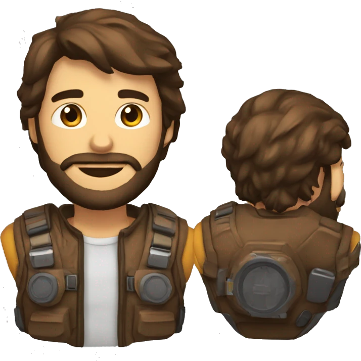 Homme brun avec une barbe avec un casque gaming emoji