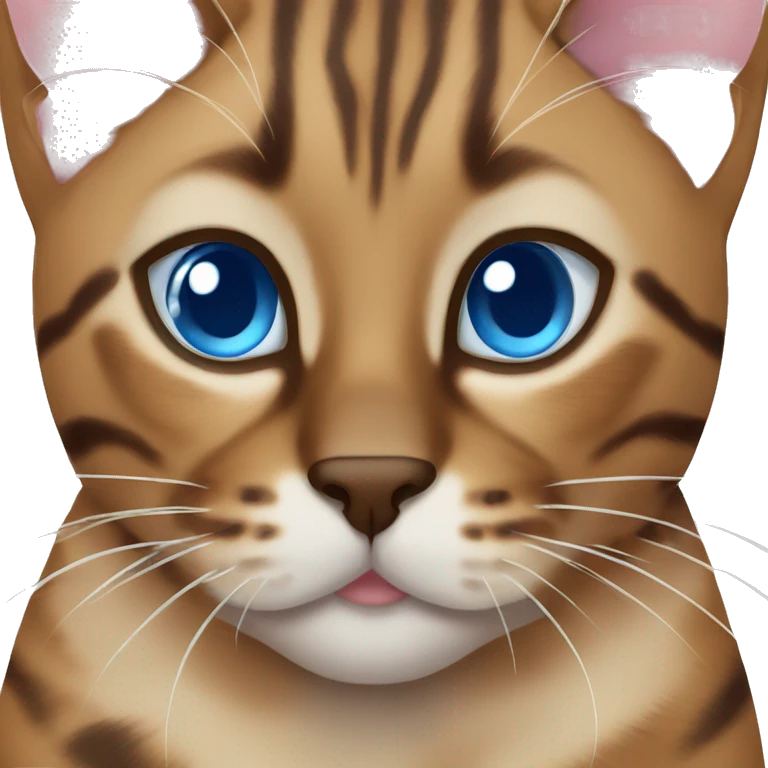 Brown bengal cat clear blue eyes emoji