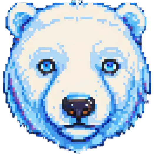 pixel art polar bear face, chibi style emoji