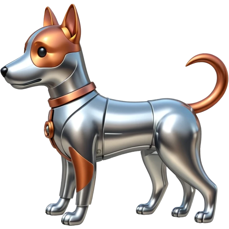 Robots Dog Bot – Mechanical dog with metal body, wagging tail emoji