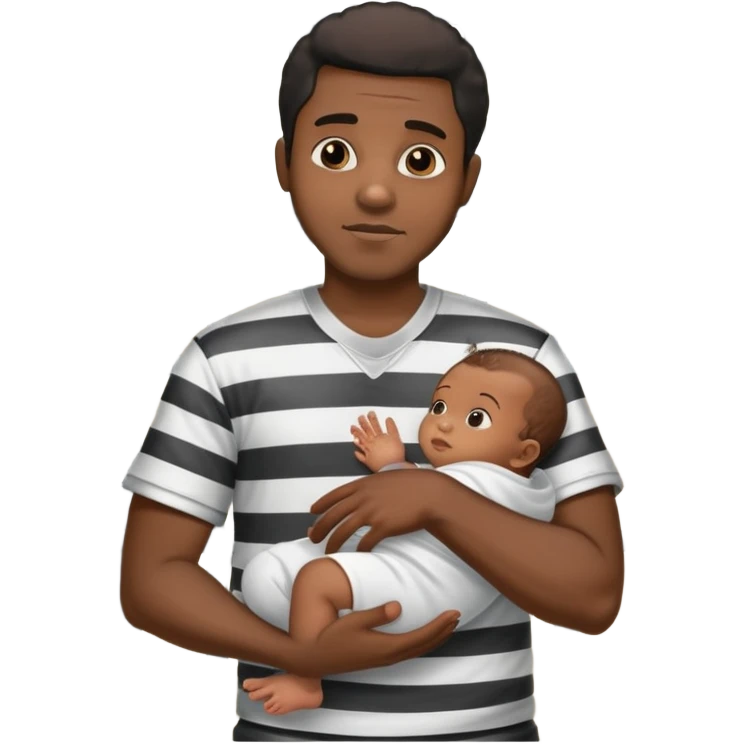 black man in jail with a baby and baby oil in his hands  emoji