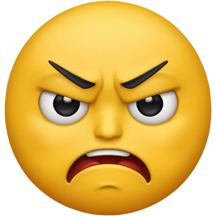 mad yellow emoji face, frowning, angry, simple emoji