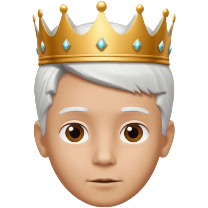 Royal latin Kid boy with crown head 3d style only face half rotate head white hair 3d face in rotate emoji