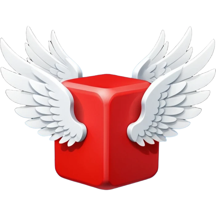 Red lucky block form super mario  with 2 white wings emoji