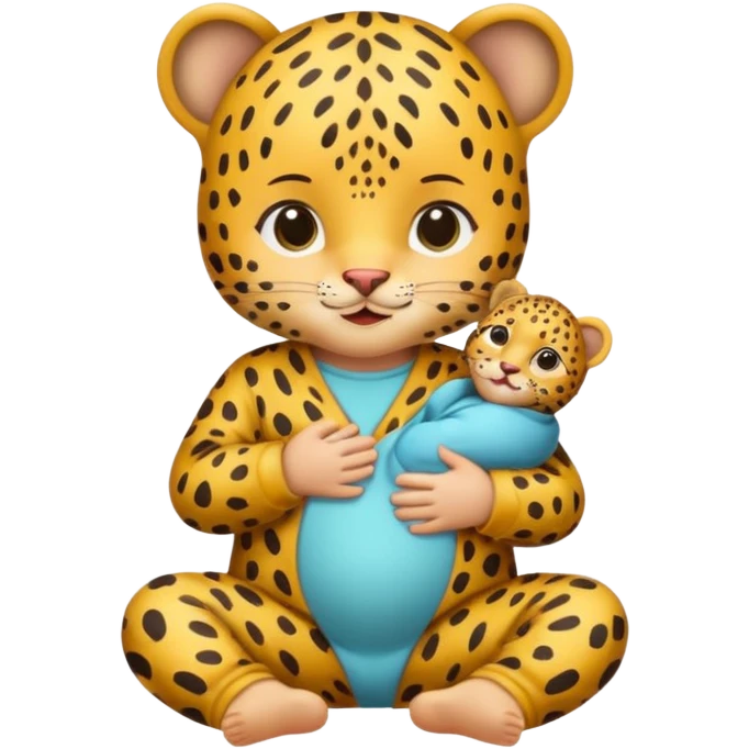 human baby with leopard patterned clothes emoji