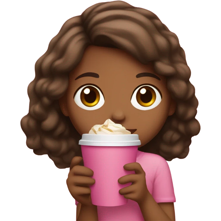 Spanish girl holding a pink Starbucks cup emoji