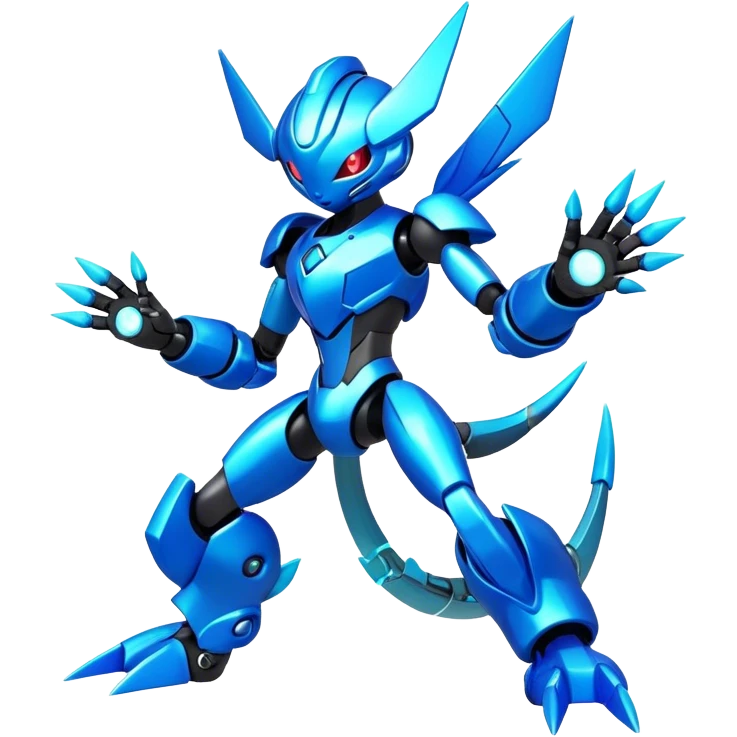 Shiny Futuristic Fakemon-Pokemon-Digimon-Spectrobes-fusion, full body emoji